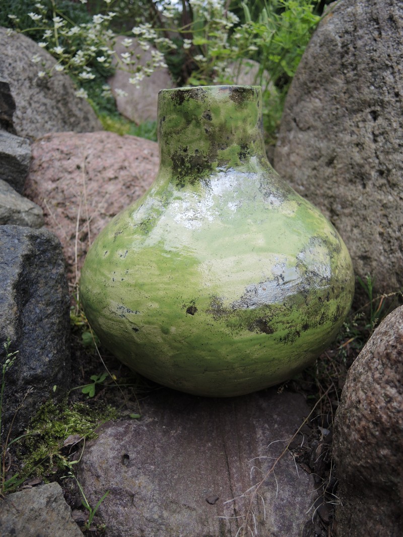 Ceramiczny zielony wazon wypalany rękodzieło Ginko Design 1