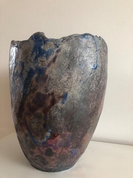 Niebiesko-szara waza ceramiczna rękodzieło Ginko Design
