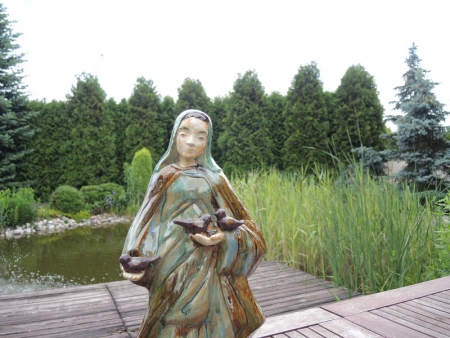 Ceramiczna rzeźba Maryja rękodzieło