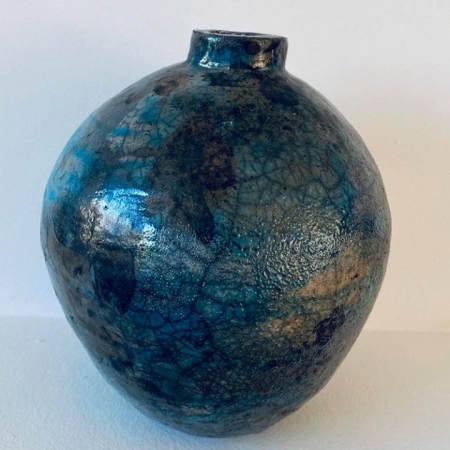 Niebieska waza ceramiczna Wabi Sabi