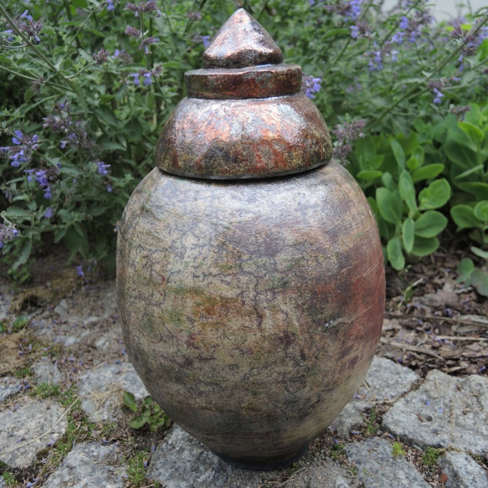 Oryginalna urna ceramiczna Raku rękodzieło