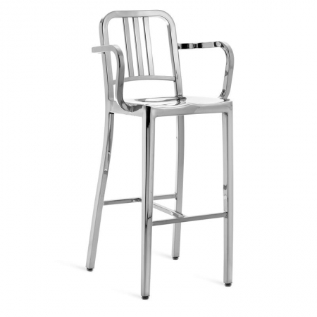 Navy barstool z podłokietnikami Emeco